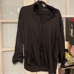 Black Zara button down - silk like material